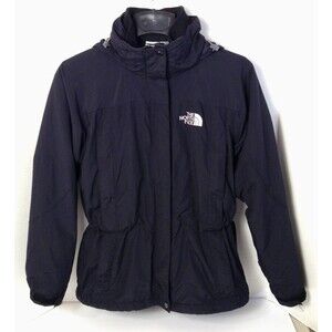 North Face Jacket Wn Small Black Hyvent Parka Hooded Removable Fleece Ski Jacket